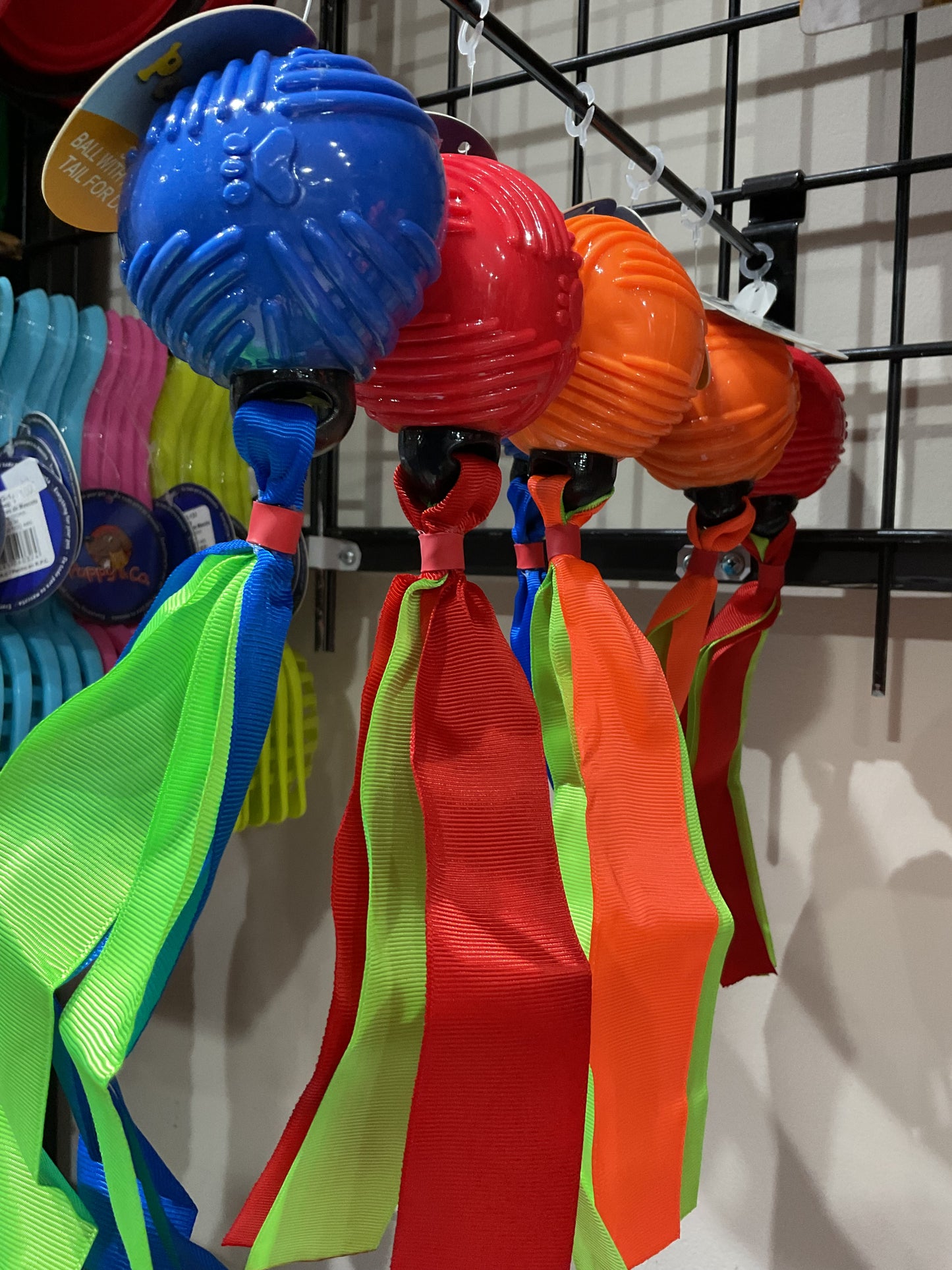 Pelota con cinta para perro