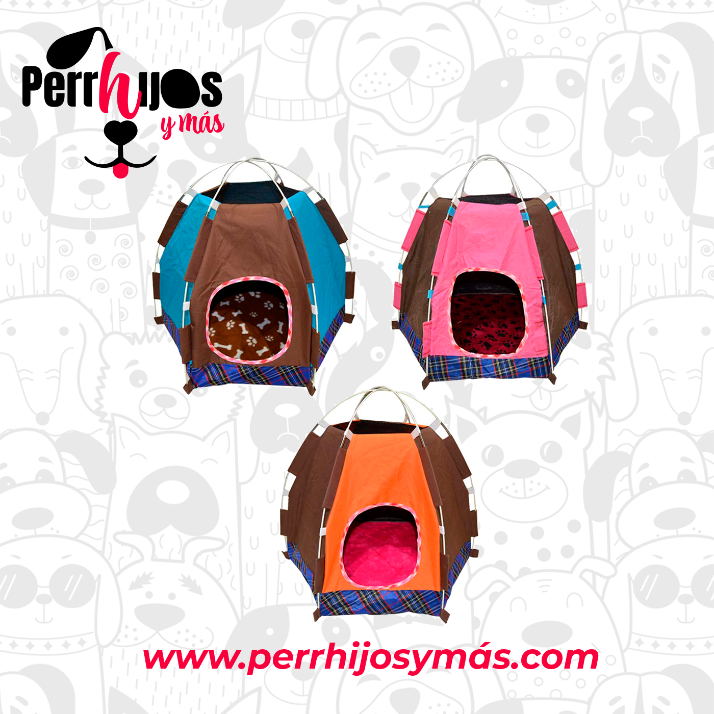 Carpa para mascota, anaranjado y celeste