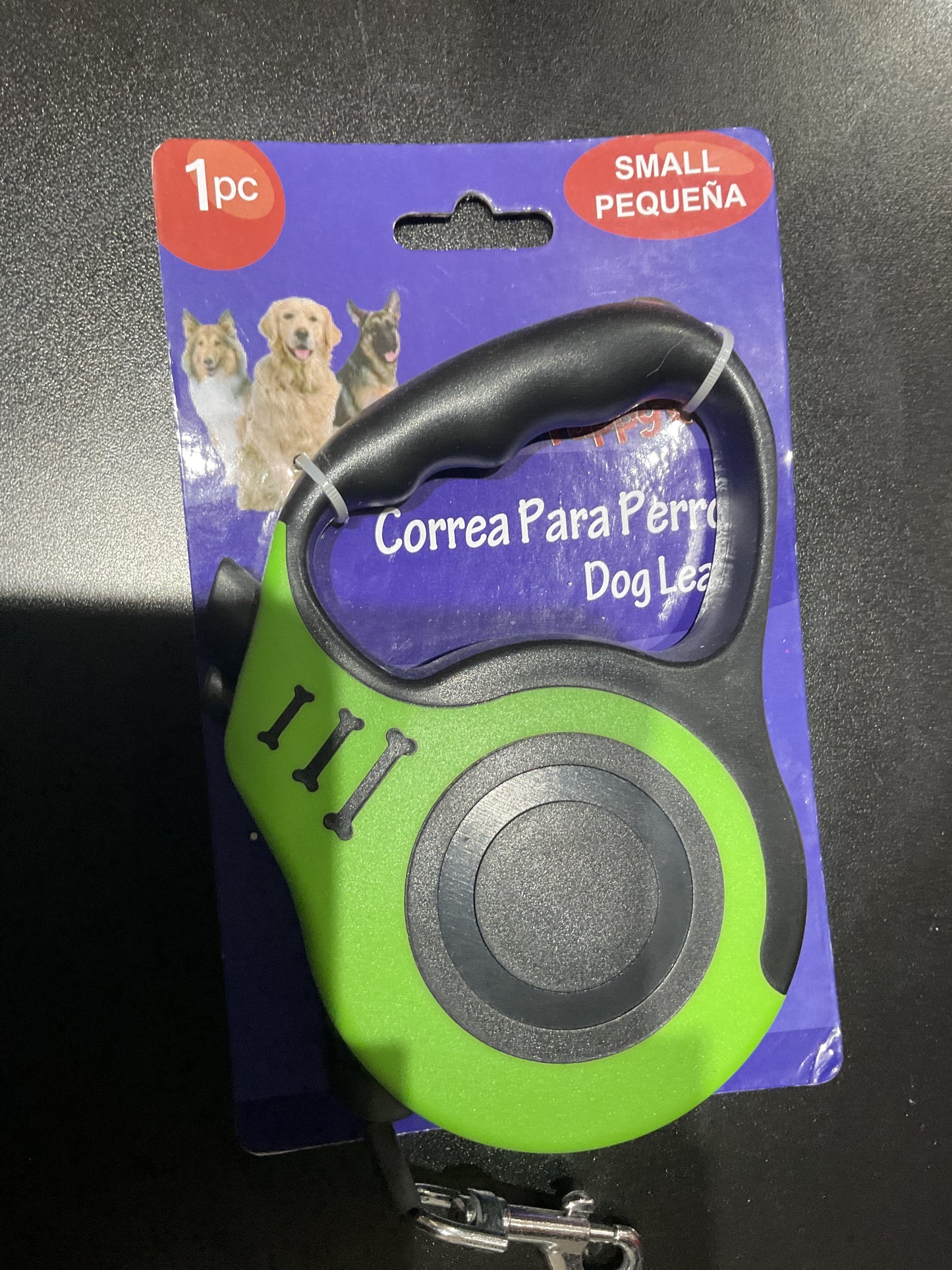 Correa retractil naranja y verde