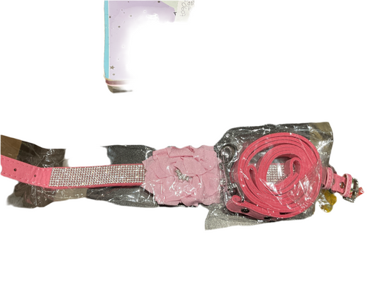Collar de lazo con correa rosado