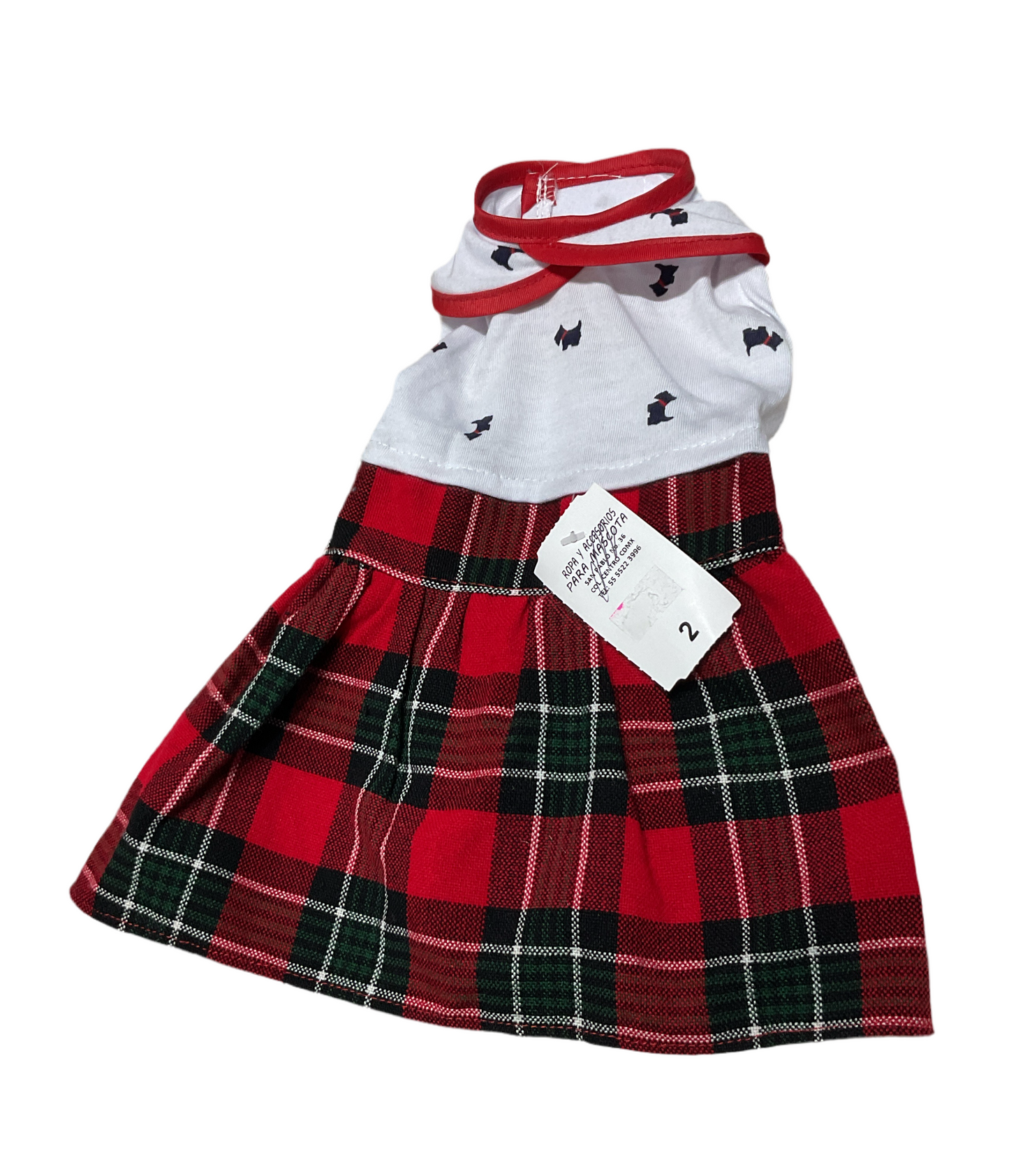 Ropa vestido cuadros blanco con perritos 152