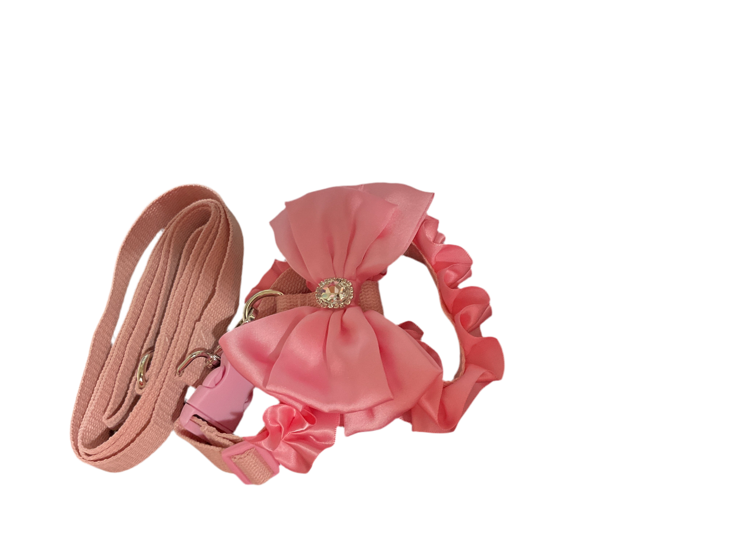 Collar Correa rosado lazo