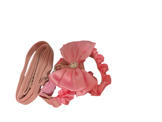 Collar Correa rosado lazo