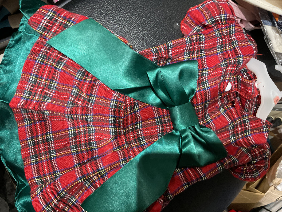 Vestido navideño  lazo verde
