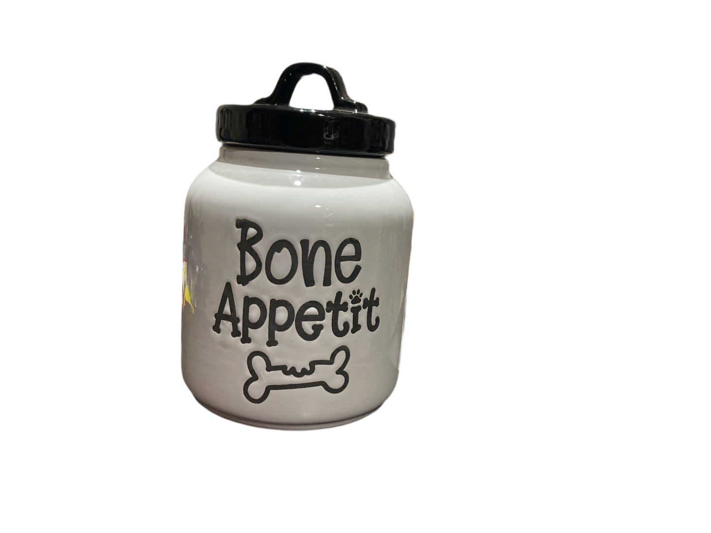 Envase de mascota color blanco con negro bone appetit 084