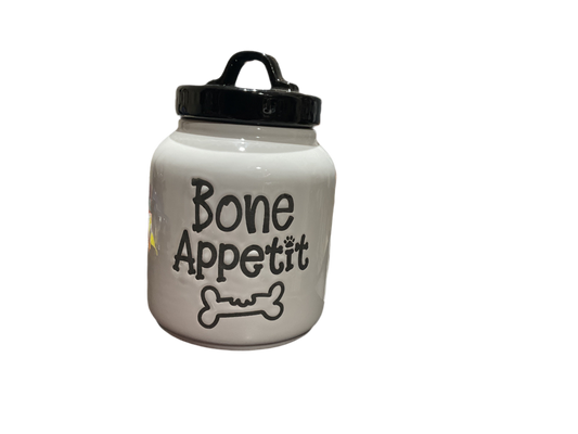 Envase de mascota color blanco con negro bone appetit 084
