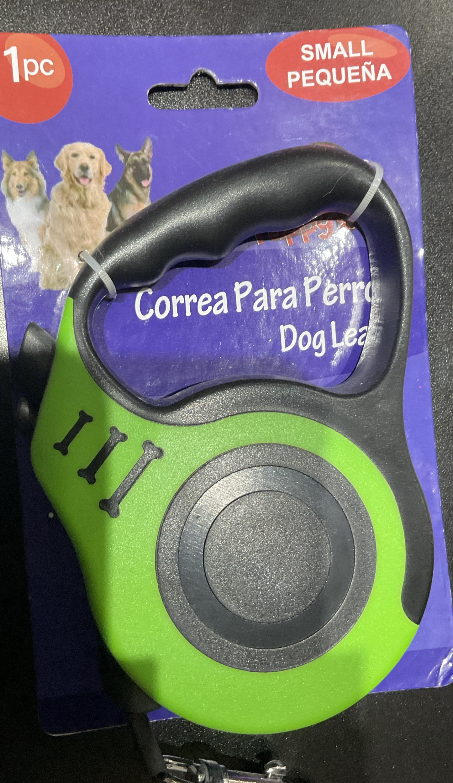Correa retractil naranja y verde
