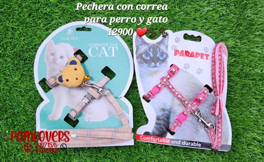 Pechera con correa para gatos